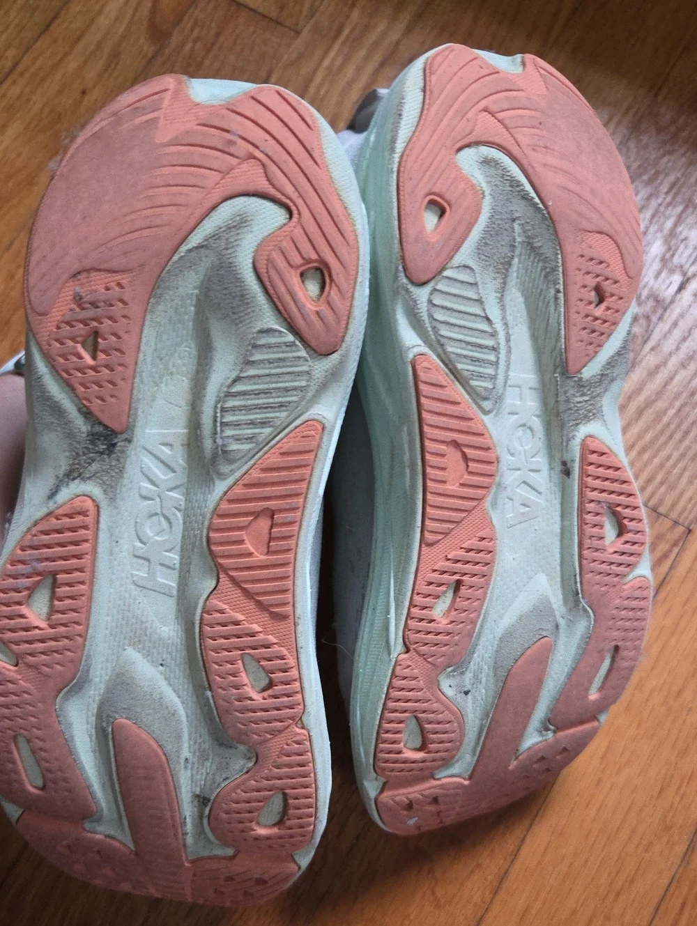 Worn Hoka Skyflow Running Shoes In Cosmic Grey